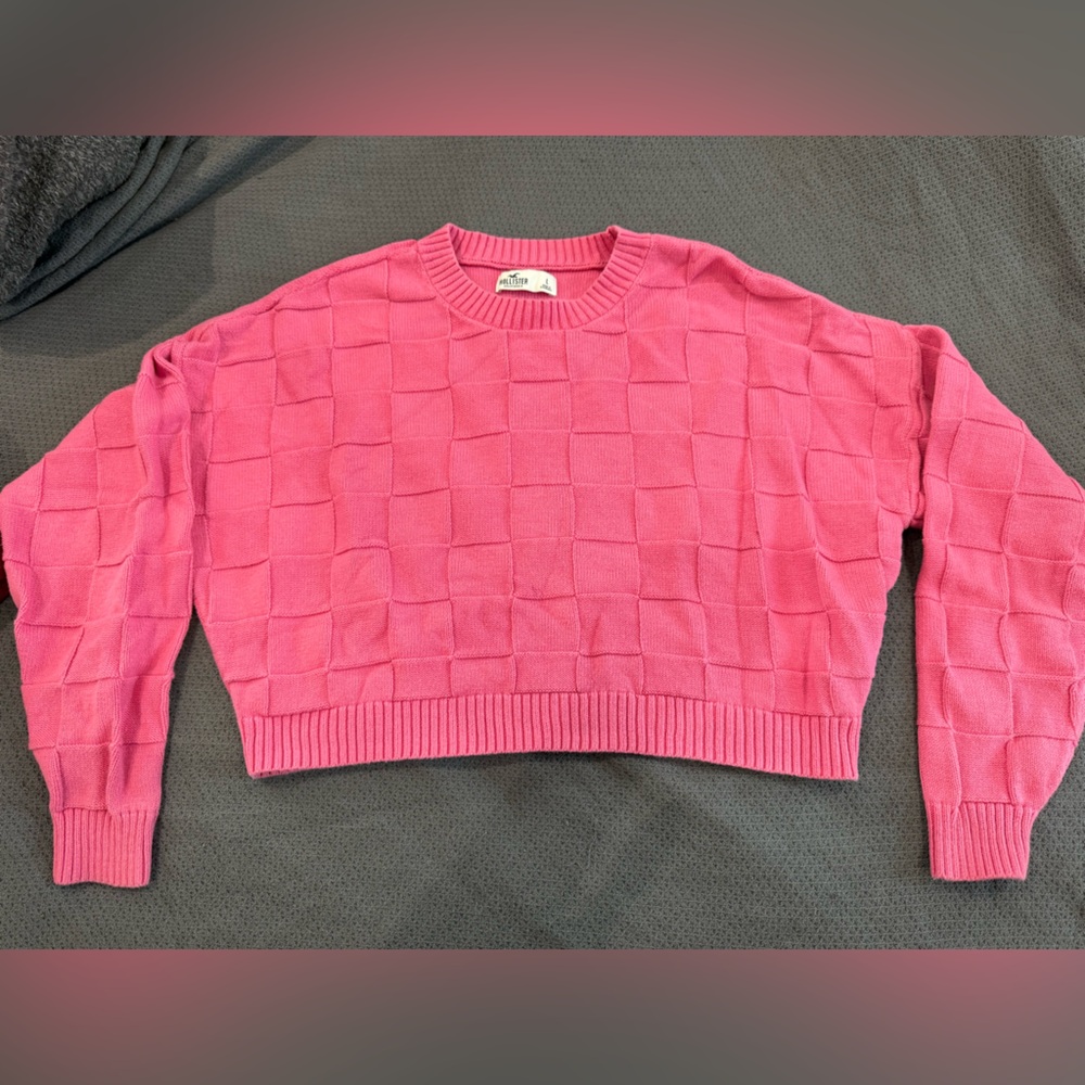 Hollister Pink Textured Crew Neck Sweater